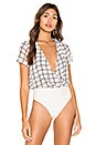 view 2 of 5 Marie Deep V Bodysuit in White & Black