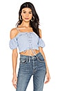 view 1 of 4 Dani Lace Up Top in Blue & White