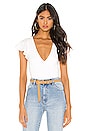 view 1 of 5 Elana Flutter Sleeve Bodysuit in White