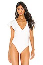 view 2 of 5 Elana Flutter Sleeve Bodysuit in White