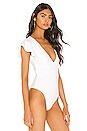view 3 of 5 Elana Flutter Sleeve Bodysuit in White