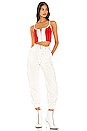 view 4 of 4 TOP CROPPED AVEC GLISSIÈRE DEVANT BRIDGET in Red & White