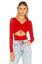 view 1 of 4 Arielle Ruched Mesh Top in Red