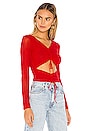 view 2 of 4 Arielle Ruched Mesh Top in Red