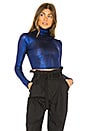 view 1 of 4 Amaya Turtleneck Crop Top in Blue Metallic