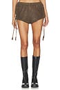 view 1 of 6 Fontaine Leather Mini Short in Vintage Brown