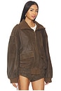 view 3 of 5 Fontaine Leather Bomber Jacket in Vintage Brown
