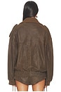 view 4 of 5 Fontaine Leather Bomber Jacket in Vintage Brown