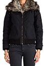 view 6 of 8 Madison Flight Jacket with Faux Fur Trim in Black