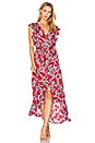 view 1 of 4 Etched Floral Wrap Dress in Beet Red