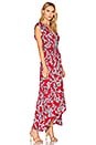 view 2 of 4 Etched Floral Wrap Dress in Beet Red