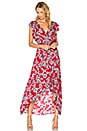 view 4 of 4 Etched Floral Wrap Dress in Beet Red