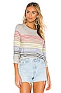 view 1 of 4 Daydream Cashmere Blend Sweater in Light Heather Grey & Rainbow Stripe