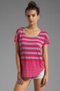 view 1 of 4 T-shirt Marseille Chambray à rayures in Flamingo
