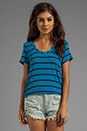 view 1 of 4 Brooklyn Striped Drapy Lux Short Sleeve in Bright Azure