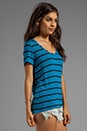 view 2 of 4 Brooklyn Striped Drapy Lux Short Sleeve in Bright Azure