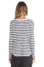 view 3 of 5 Navy Stripe Thermal Henley in White
