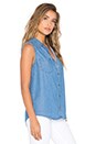 view 2 of 3 Chambray Button Down Tank in Medium Wash