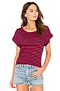 view 1 of 4 French Stripe Tee in Beet Red