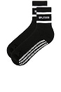 view 2 of 4 Logo Stripe Ankle Grip Socks in Black & White