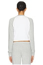view 3 of 4 Warm Up Cropped Sweatshirt in Heather Grey & White