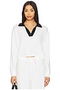 view 1 of 4 Joan Fleece Polo Sweatshirt in White & Black