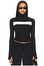 view 1 of 4 Lennon Rib Turtleneck Top in Black & White