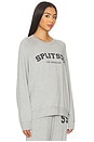 view 3 of 5 Andie Oversized Fleece Varsity Graphic Sweatshirt in Heather Grey