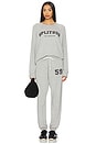 view 5 of 5 Andie Oversized Fleece Varsity Graphic Sweatshirt in Heather Grey