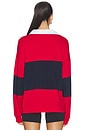 view 3 of 4 Katie Fleece Rugby Pullover in Pirate Red & Indigo