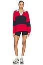 view 4 of 4 Katie Fleece Rugby Pullover in Pirate Red & Indigo