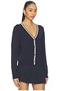 view 2 of 4 Bekah Knit Cardigan in Indigo & White