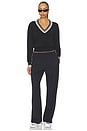 view 5 of 4 Jemma Knit V-neck Pullover in Black & White