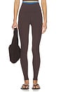 view 1 of 6 Dual High Waist Airweight 7/8 Legging in Dark Chocolate & Classic Blue