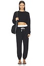 view 5 of 6 Andie Dual Waist Sweatpant in Black & White