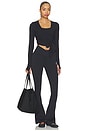 view 6 of 6 Raquel Crossover Supplex Flare 32 Legging in Black