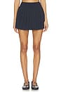 view 1 of 6 Shira Woven Pleated Skirt in Indigo