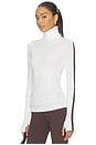view 1 of 5 Jackson Rib Full Length Turtleneck Top in White & Dark Chocolate