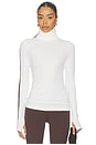 view 2 of 5 Jackson Rib Full Length Turtleneck Top in White & Dark Chocolate