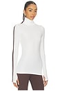 view 3 of 5 Jackson Rib Full Length Turtleneck Top in White & Dark Chocolate