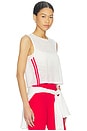 view 1 of 4 Logan Mesh Tank Top With Stripe in White & Pirate Red