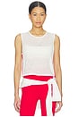 view 2 of 4 Logan Mesh Tank Top With Stripe in White & Pirate Red