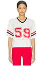 view 1 of 4 Rex Varsity Jersey V-neck Top in White