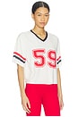 view 2 of 4 Rex Varsity Jersey V-neck Top in White