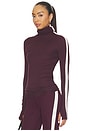 view 1 of 5 Jackson Rib Full Length Turtleneck Top in Dark Cherry & Creme