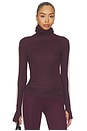 view 2 of 5 Jackson Rib Full Length Turtleneck Top in Dark Cherry & Creme