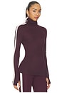 view 4 of 5 Jackson Rib Full Length Turtleneck Top in Dark Cherry & Creme