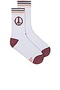 view 1 of 4 Peace Sign Crew Sock in White
