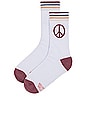 view 2 of 4 Peace Sign Crew Sock in White