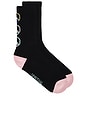 view 1 of 4 Peace Emblem Crew Sock in Black & Pink Dunes